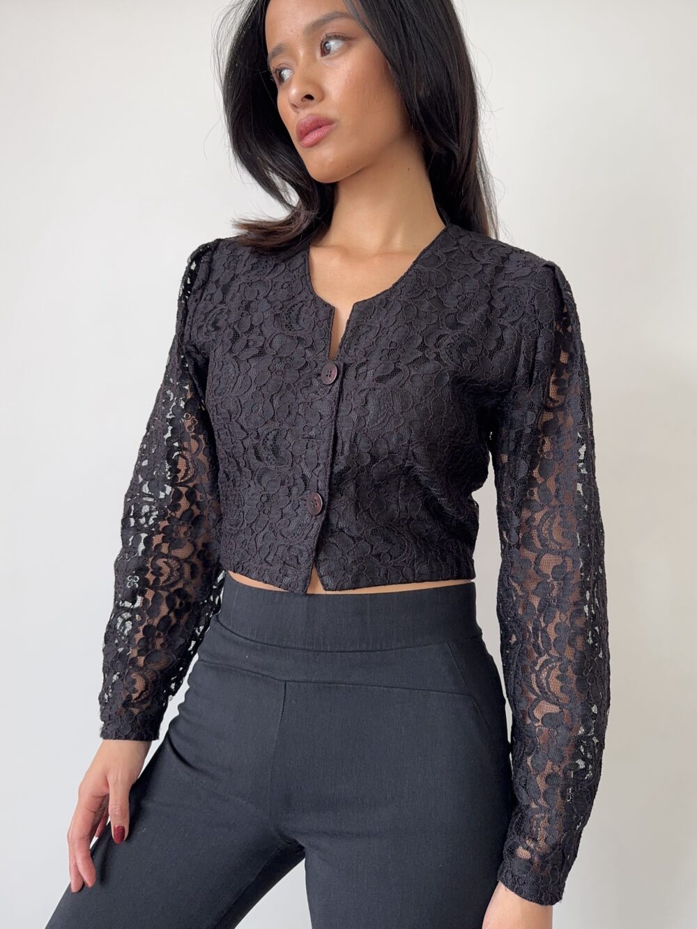 Vintage Black Lace Top - Image 6