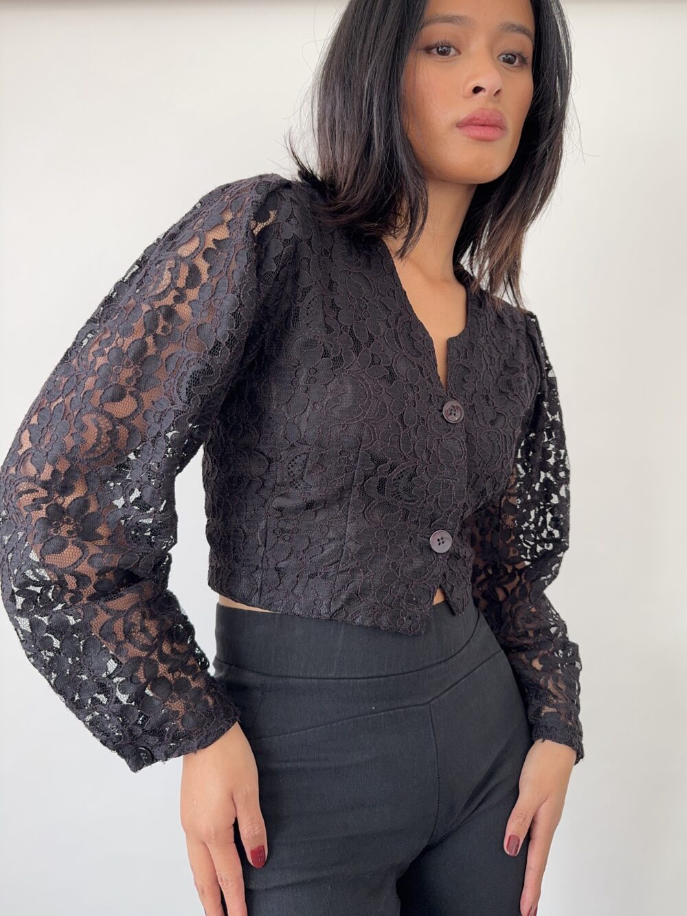 Vintage Black Lace Top - Image 4