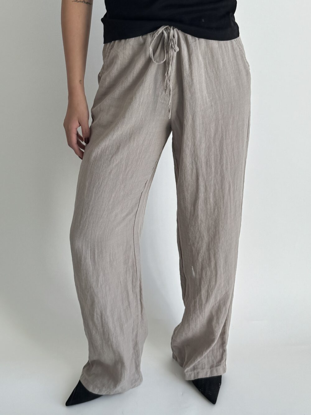 Beige Linen Trousers - Image 3