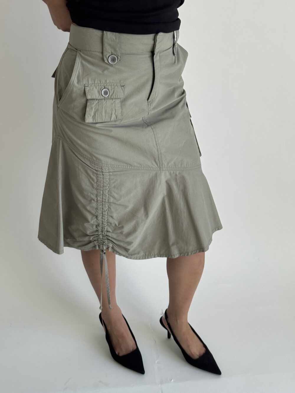 Khaki Cargo Midi Skirt - Image 6