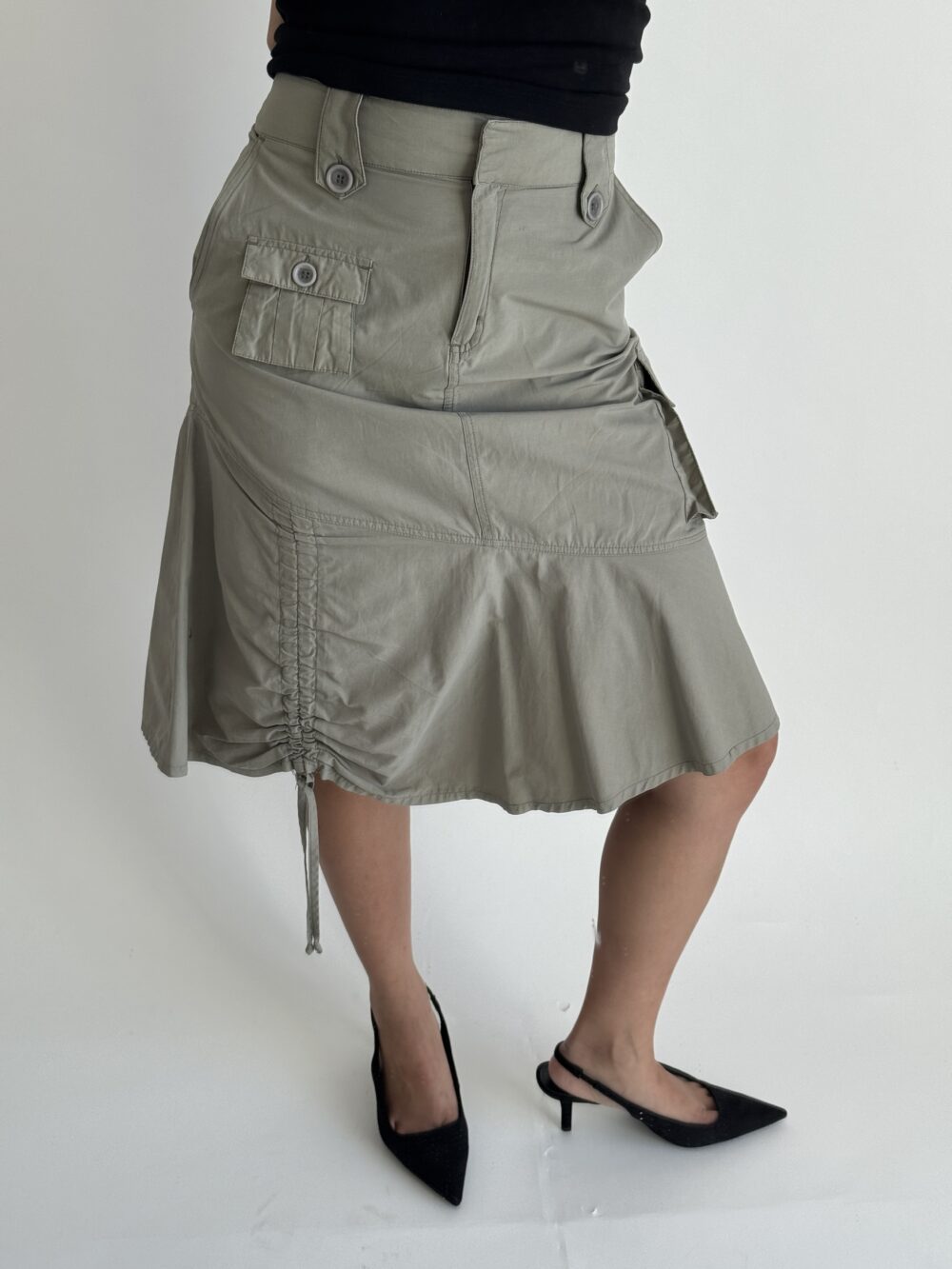 Khaki Cargo Midi Skirt - Image 5