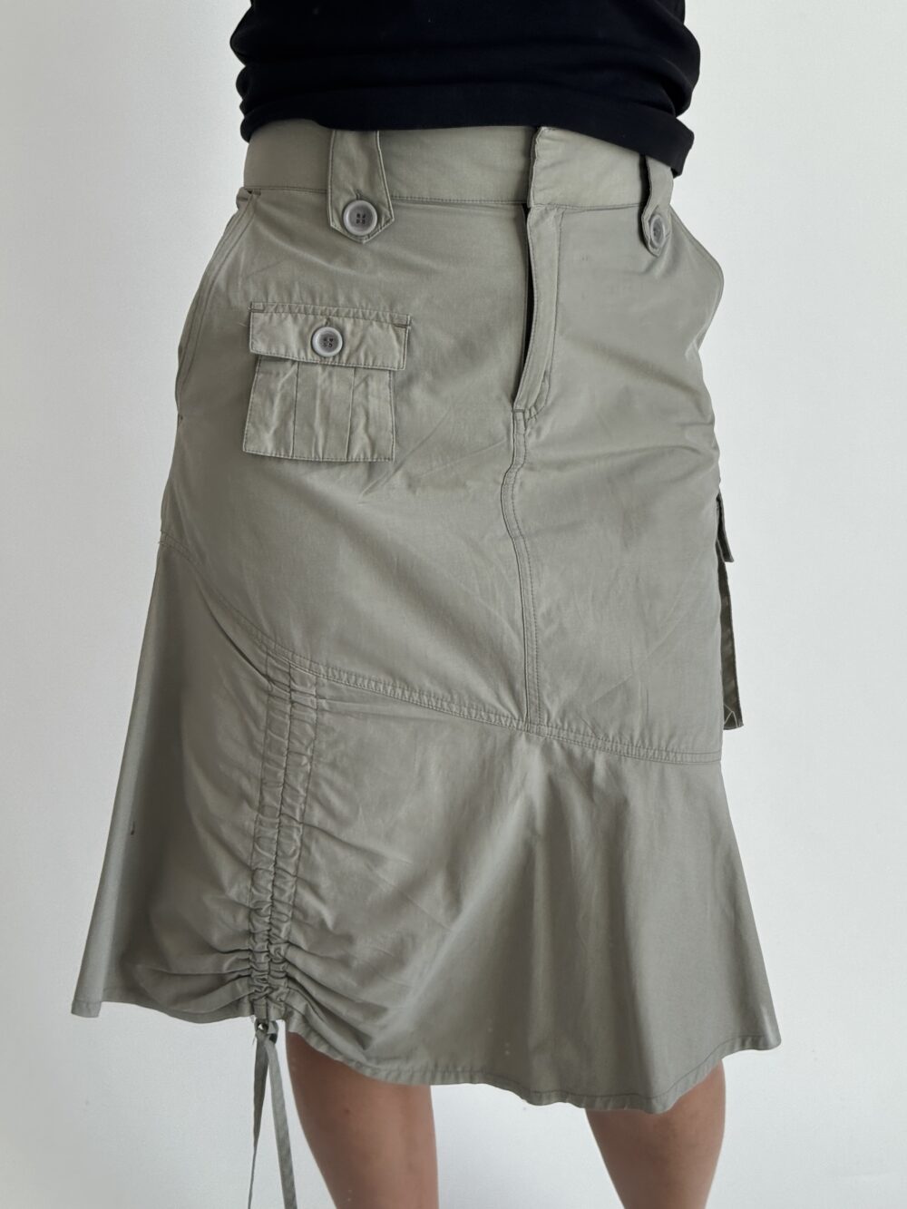 Khaki Cargo Midi Skirt - Image 4