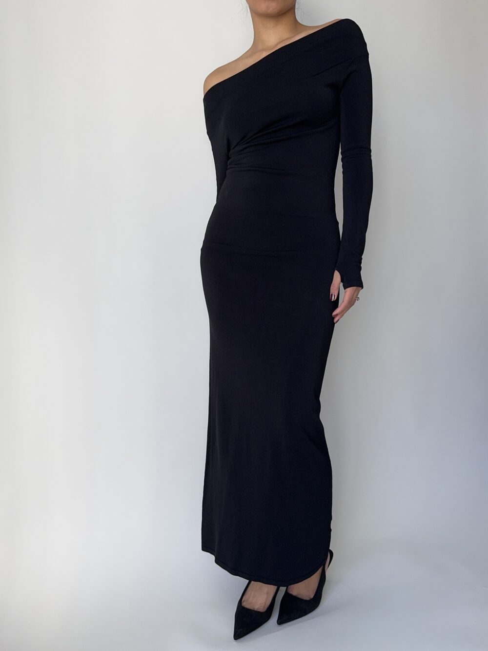 Black Maxi Off The Shoulder Dress - Image 4