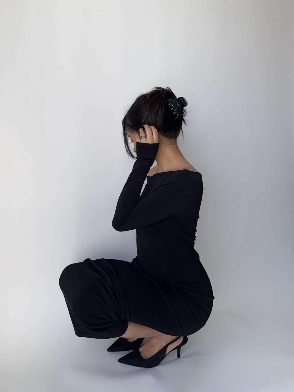 Black Maxi Off The Shoulder Dress - Image 5
