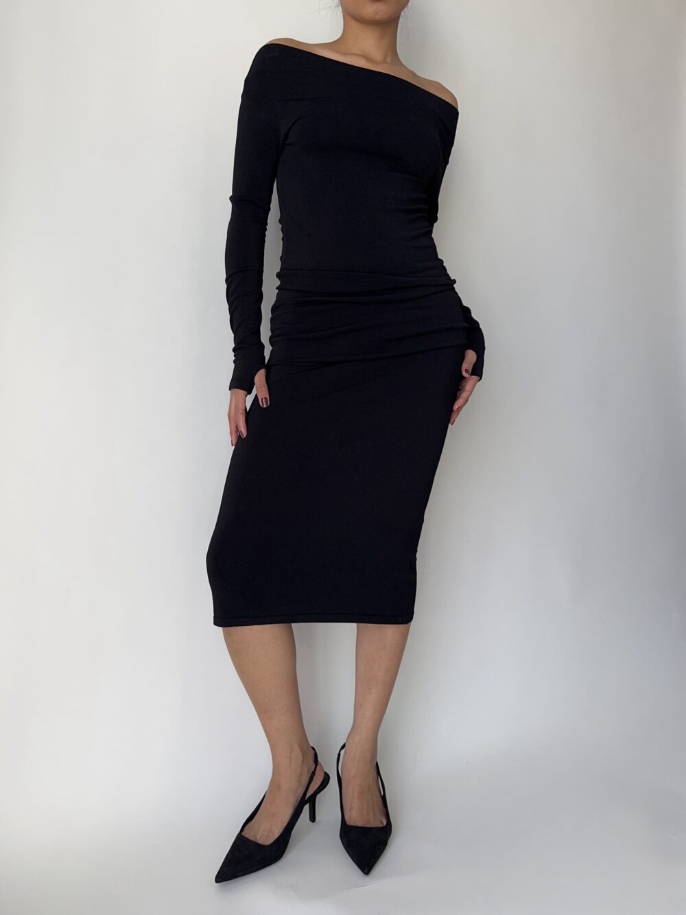 Black Maxi Off The Shoulder Dress - Image 2