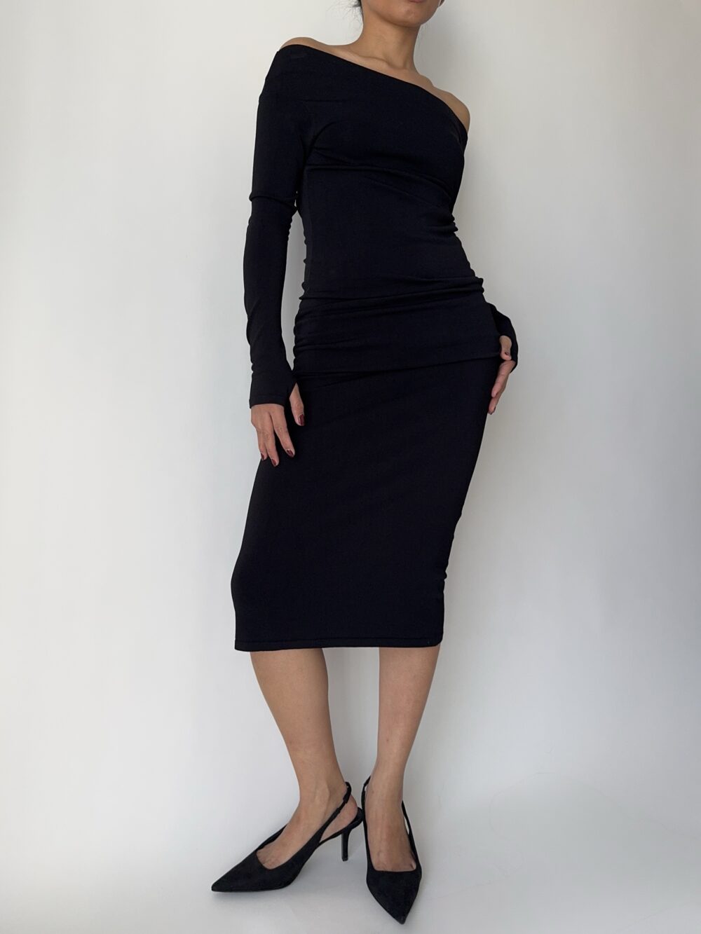Black Maxi Off The Shoulder Dress - Image 6