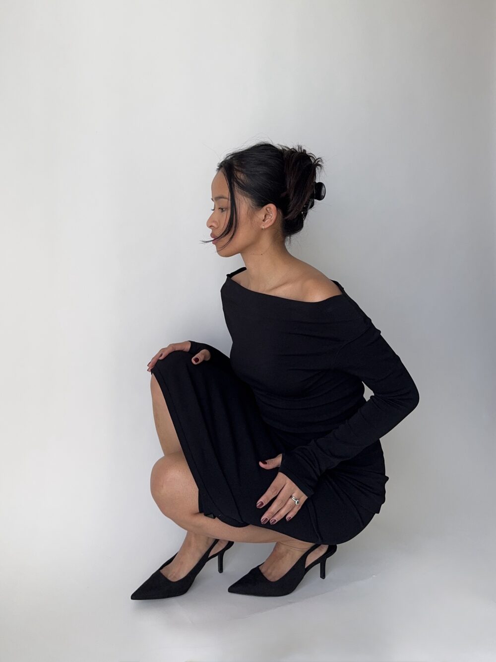 Black Maxi Off The Shoulder Dress - Image 3