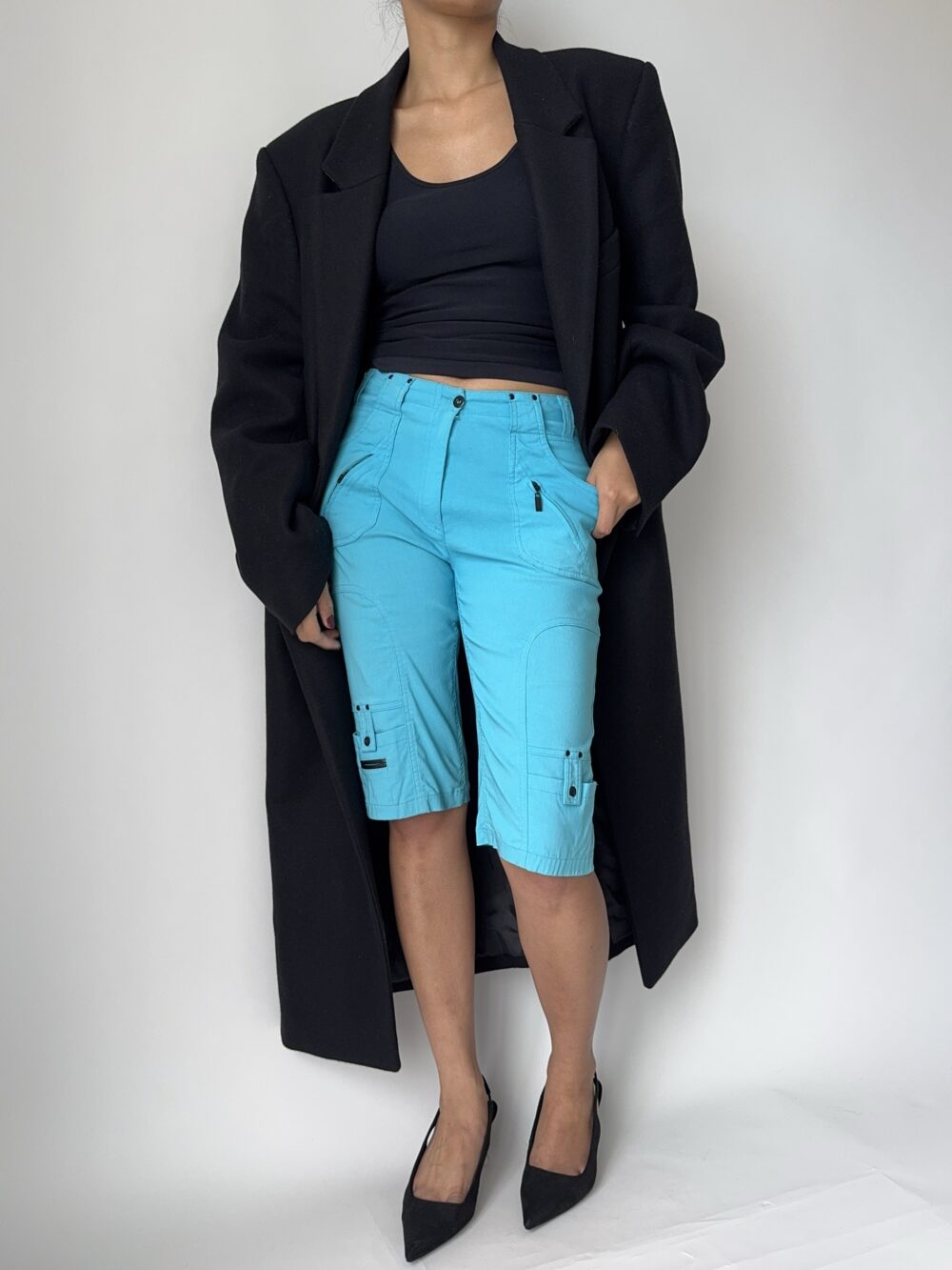 Vintage Aqua Cargo Capris - Image 2