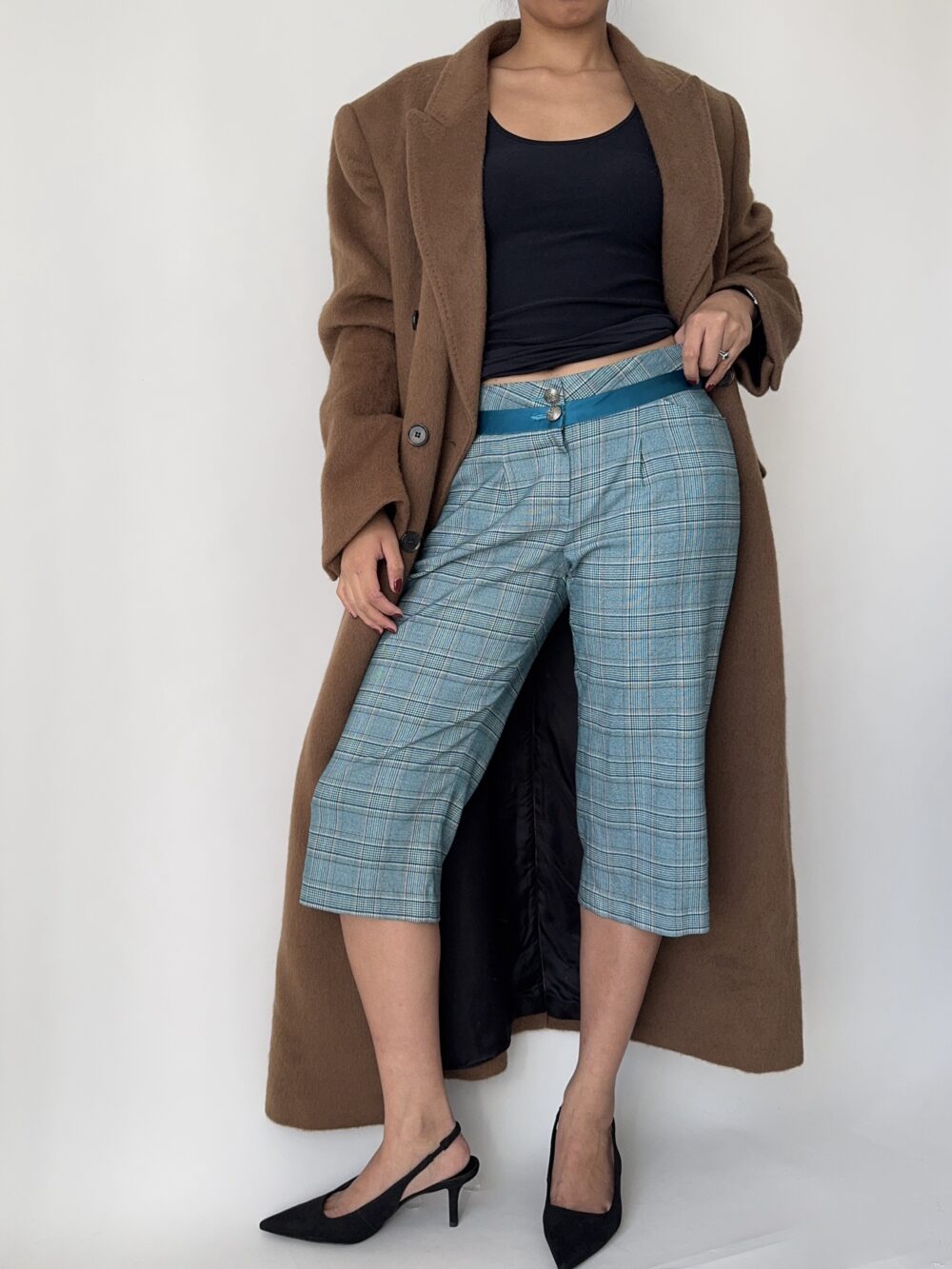 Vintage Blue Plaid Capris