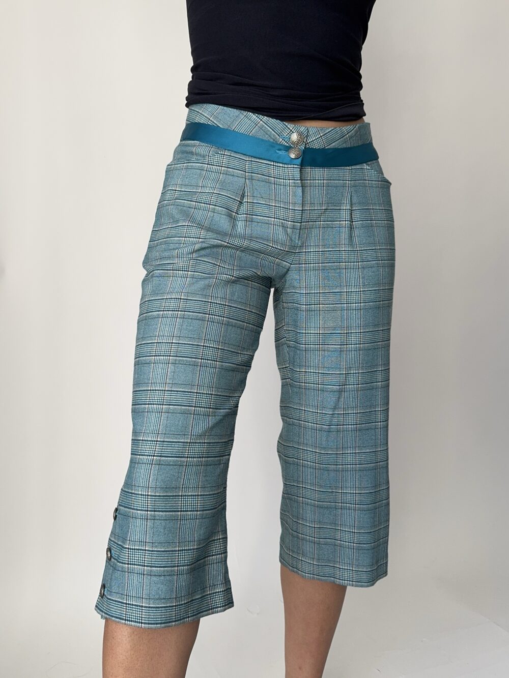 Vintage Blue Plaid Capris - Image 2