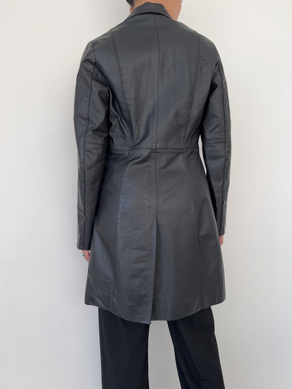 Vintage Black Leather Coat - Image 5
