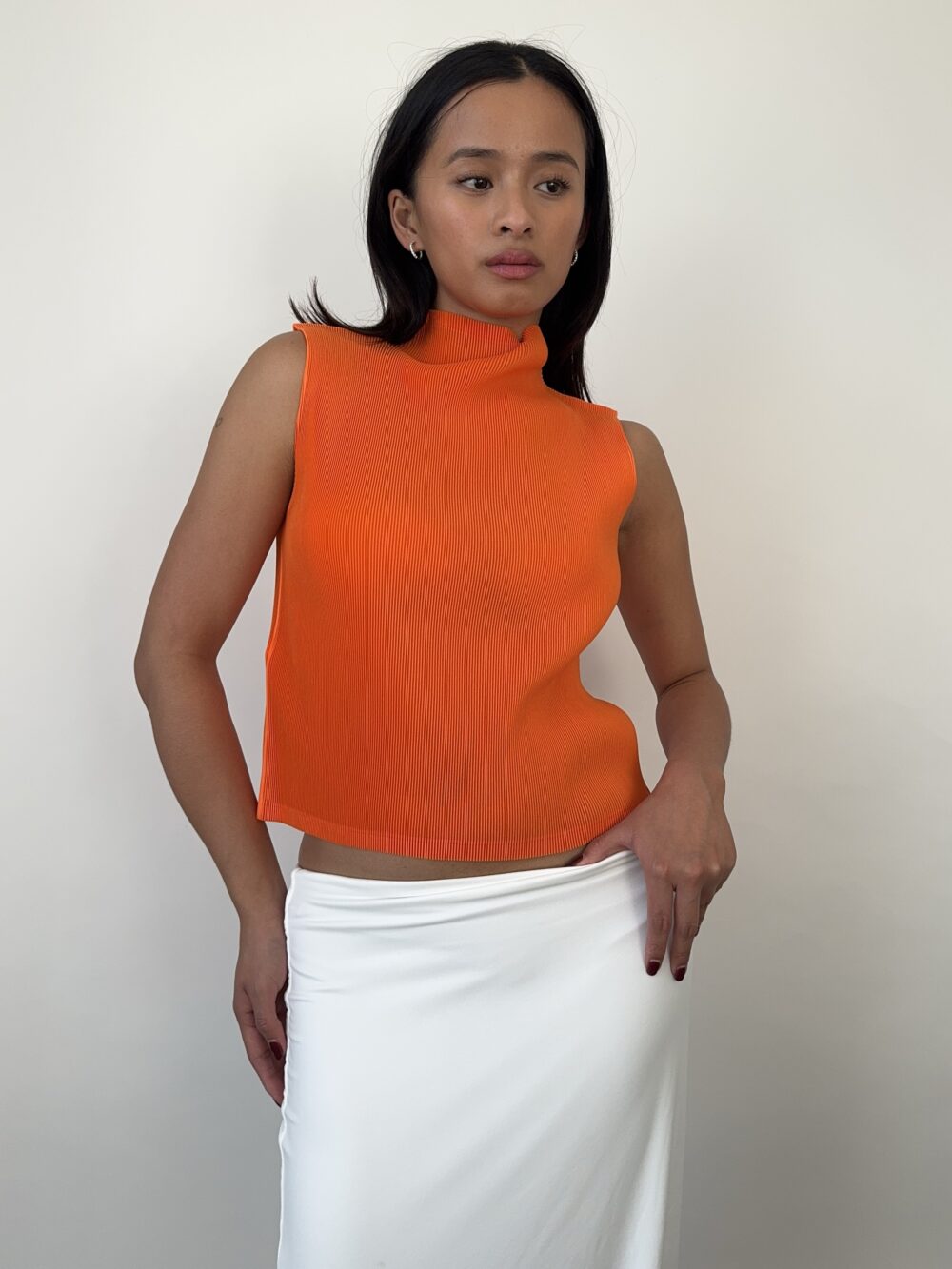 Issey Miyake Pleats Please Orange Top