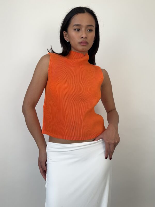 Issey Miyake Pleats Please Orange Top